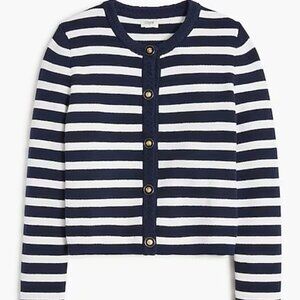 J. Crew Factory Striped cotton lady jacket cardigan sweater
